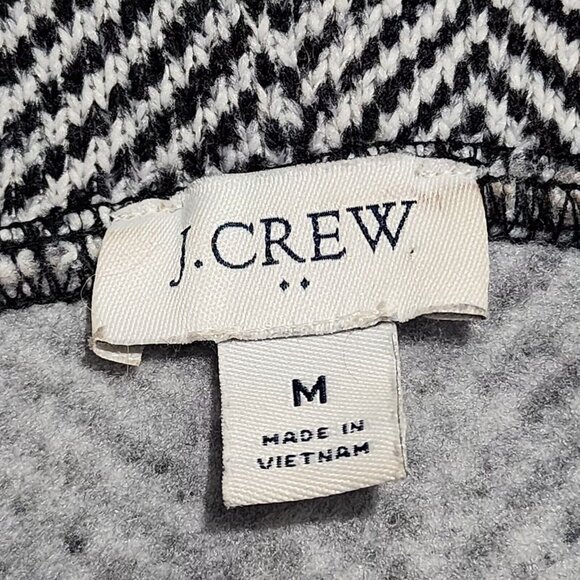 J Crew Womens Warm Pullover Turtleneck Sweater Herringbone‎ Black White Medium - Picture 2 of 12